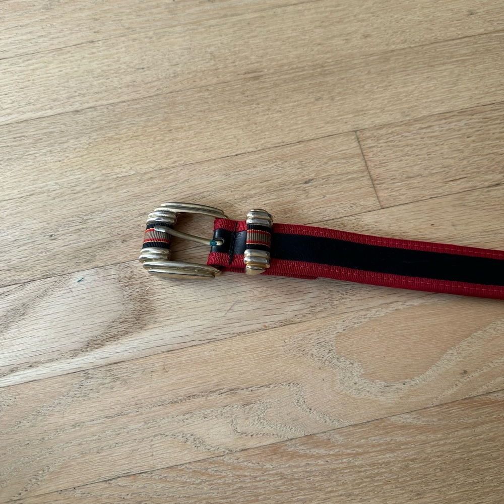 Vintage Red Leather & Web Belt | Silver Hardware | Classic Equestrian Style